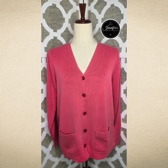 Talbots Coral V Neck Long Sleeve Button Closure Cardigan Size Small - Picture 1 of 9